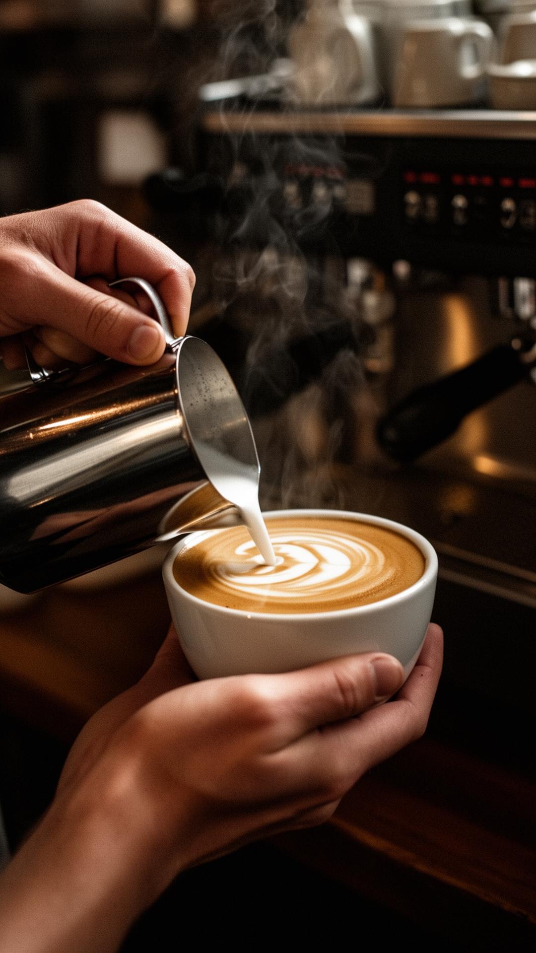 Barista pouring latte art